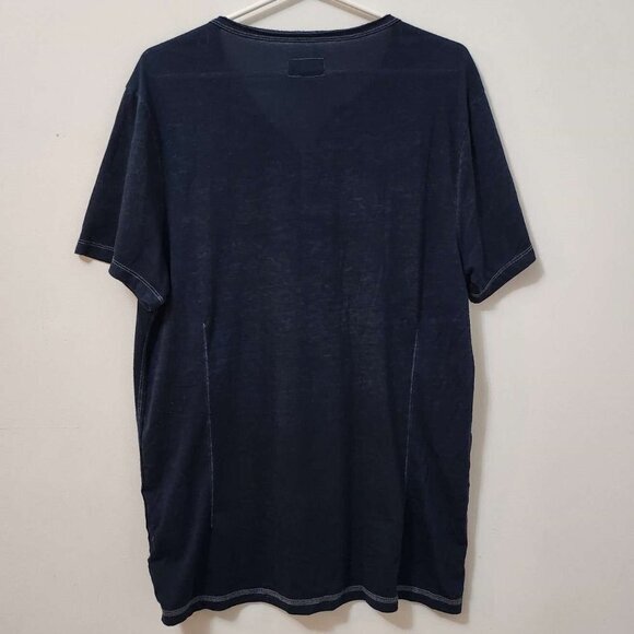 Mens Relaxed Fit Blue Button Up Short Sleeve Shirt Medium - Picture 4 of 6